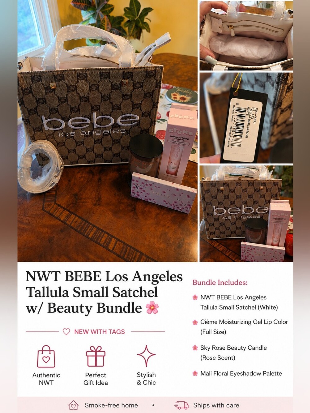 🌸 NWT BEBE Los Angeles Tallula Small Satchel + Beauty Bundle 🌸